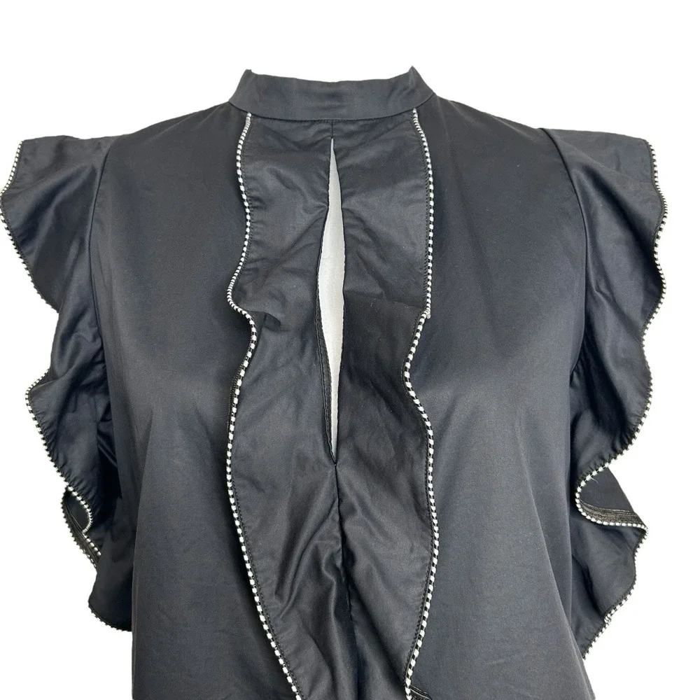 Alexis Whimsigoth Top M Mariena Black Ruffle Dark Romantic Witchy Keyhole Blouse - Picture 6 of 12